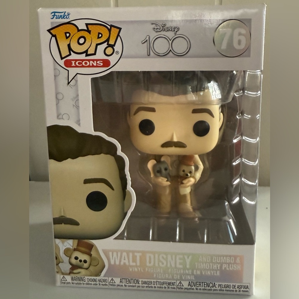 Funko Pop! Icons Walt Disney with Dumbo & Timothy Plush - Brown and Black